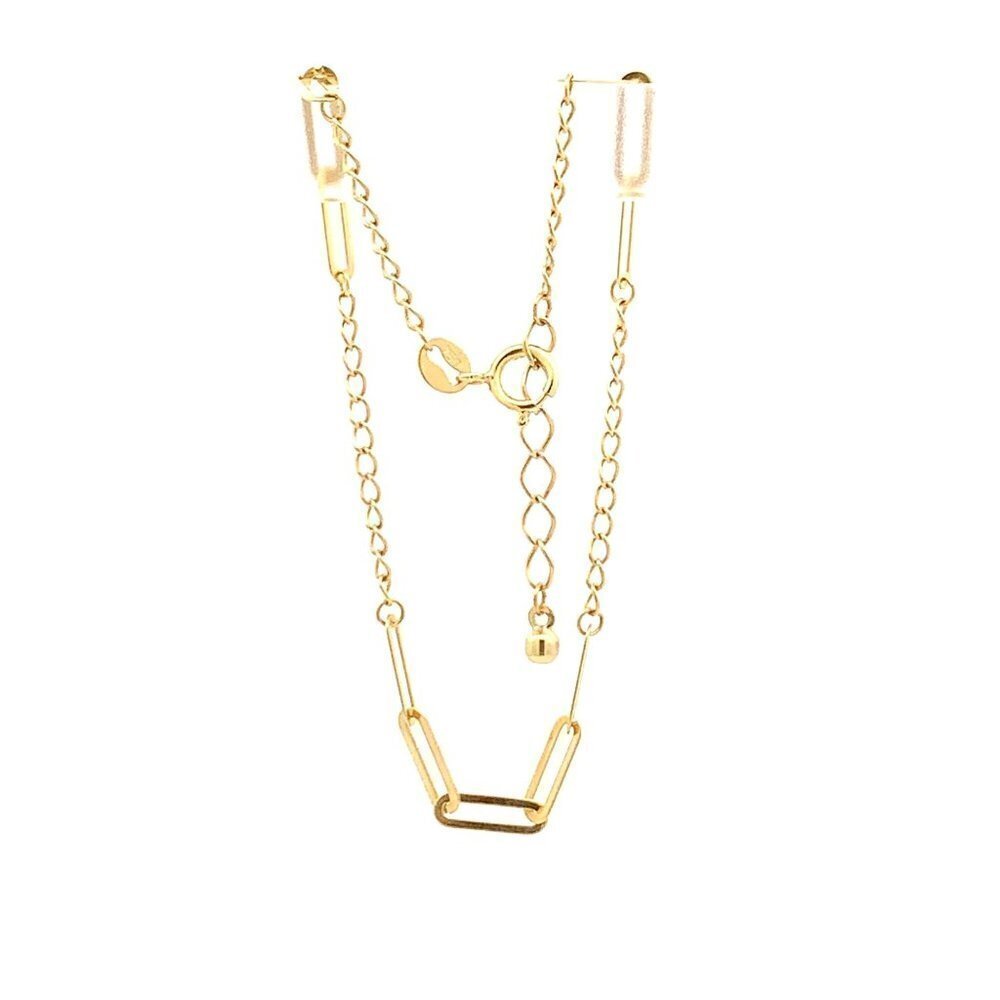 18K Gold Bracelet Paperclip Cable Link Size 6 inches plus 1.5 inches Extension